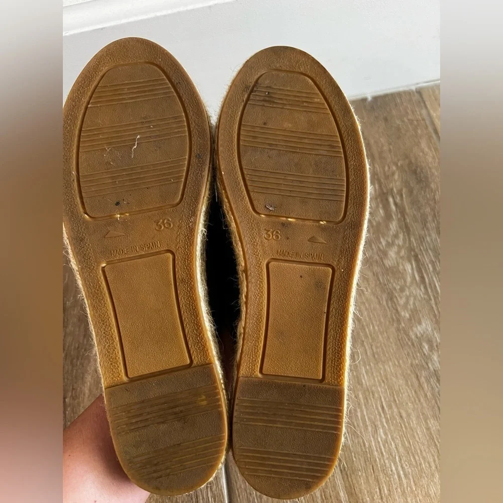 Kanna Dora Black Espadrille Slide On Leather Shoes Womens 36